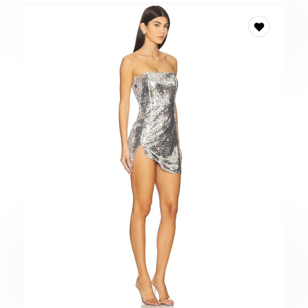 Revolve Sequins Mini Dress in Silver- worn once
